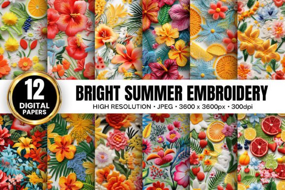 Bright Summer Floral Embroidery Patterns