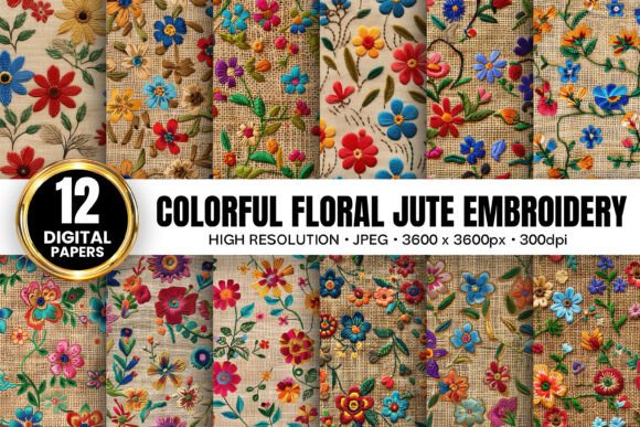 Colorful Floral Jute Embroidery Patterns