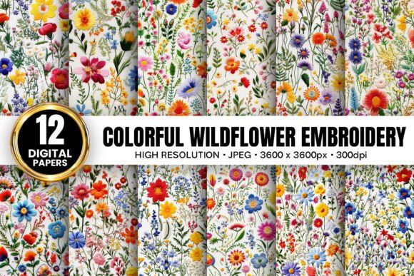Colorful Wildflowers Embroidery Patterns