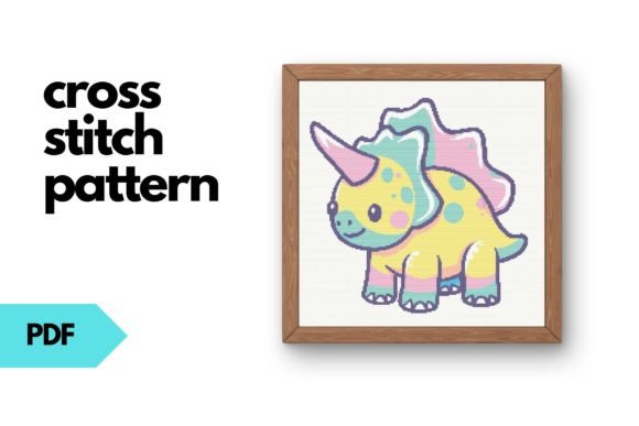 Cute Triceratops Cross Stitch Pattern