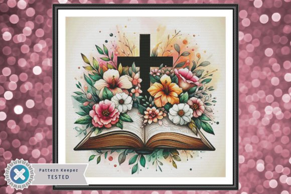 Floral Cross Bible Cross Stitch Pattern