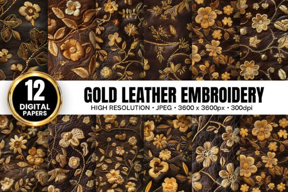 Gold Floral Leather Embroidery Patterns