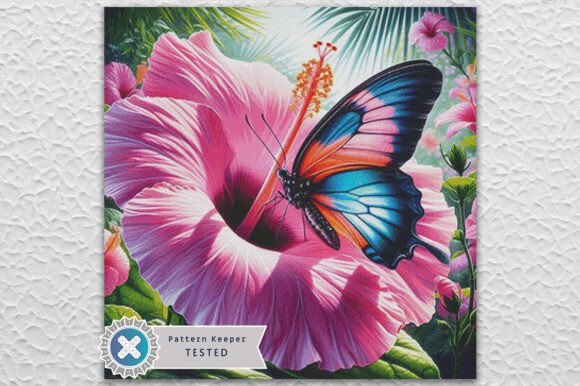 Hibiscus Butterfly Cross Stitch Pattern