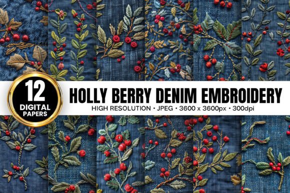Hollyberry Denim Embroidery Patterns