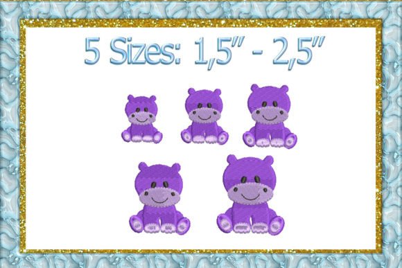 Mini Hippo Embroidery Design