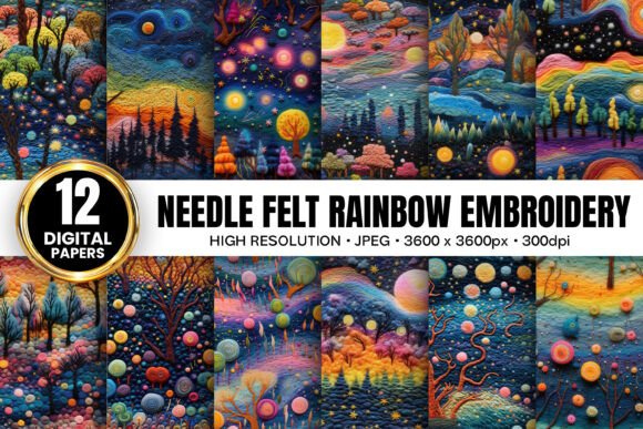 Needle Felt Rainbow Embroidery Patterns