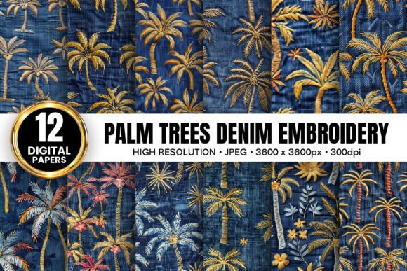 Palm Trees Denim Embroidery Patterns
