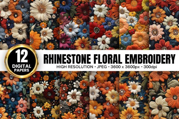 Rhinestones Flowers Embroidery Patterns