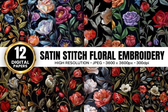 Satin Stitch Flowers Embroidery Patterns