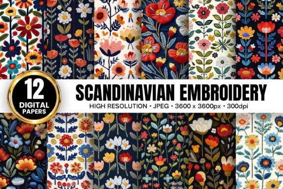 Scandinavian Flowers Embroidery Patterns